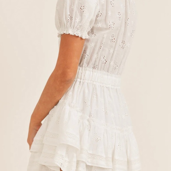 New revolve white Ruffle Cotton Eyelet Mini Dress - Picture 6 of 7